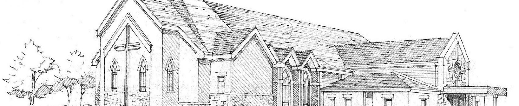 The main photo for the about us page: a picture of the church building.